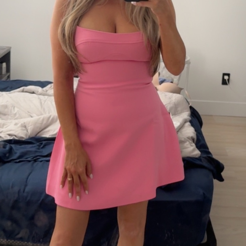 Elegant Pink Strapless Dress